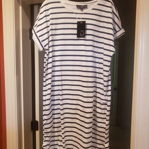 Fred David Navy and White Striped Mini Dress